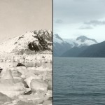 Há uma notável diferença entre a imagem de 1940 (à esquerda) e a foto tirada em 2005 da Geleira do Noroeste, no Alaska. Com poucas exceções, as geleiras de todo o mundo recuaram a taxas sem precedentes ao longo